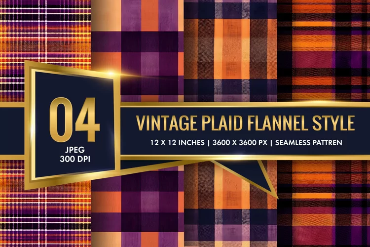 Vintage Plaid Flannel Texture Digital Paper, Vintage Pattern