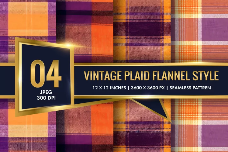 Vintage Plaid Flannel Texture Digital Paper, Vintage Pattern