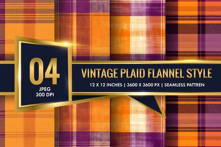Vintage Plaid Flannel Texture Digital Paper, Vintage Pattern
