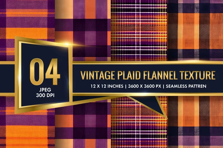 Vintage Plaid Flannel Texture Digital Paper, Vintage Pattern