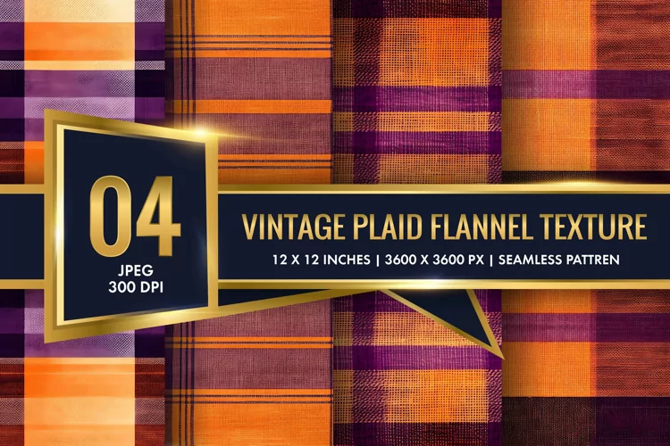 Vintage Plaid Flannel Texture Digital Paper, Vintage Pattern