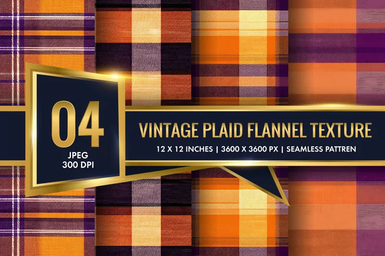 Vintage Plaid Flannel Texture Digital Paper, Vintage Pattern