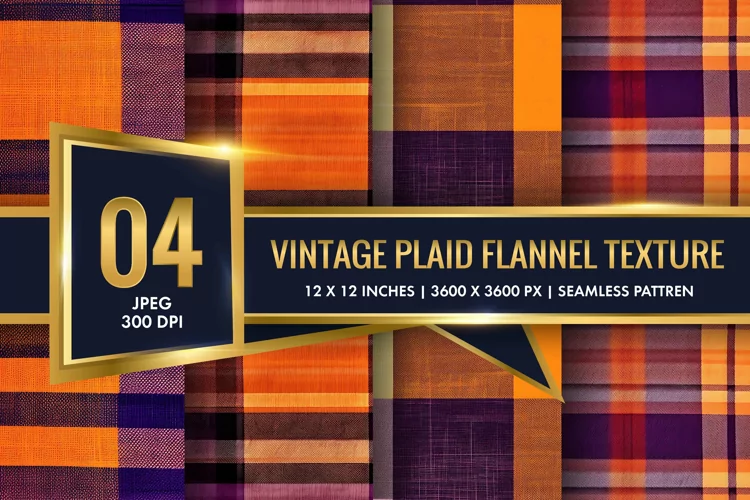 Vintage Plaid Flannel Texture Digital Paper, Vintage Pattern