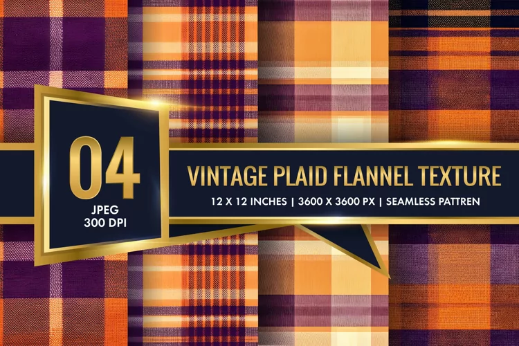 Vintage Plaid Flannel Texture Digital Paper, Vintage Pattern