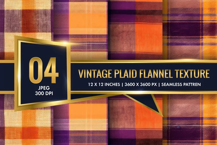 Vintage Plaid Flannel Texture Digital Paper, Vintage Pattern