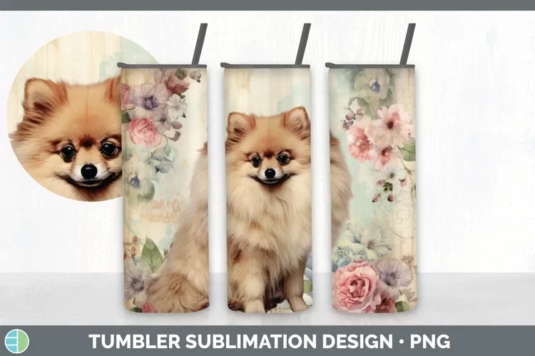 Vintage Pomeranian Dog Tumbler | Sublimation 20 oz Skinny Tu