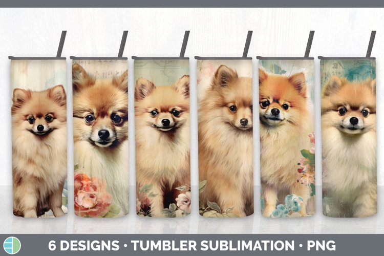 Vintage Pomeranian Dog Tumbler | Sublimation 20 oz Skinny Tu