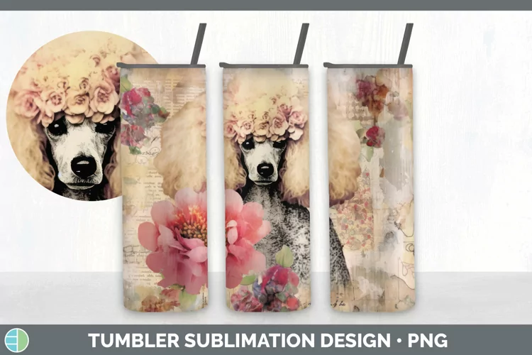 Vintage Poodle Dog Tumbler | Sublimation 20 oz Skinny Tumble