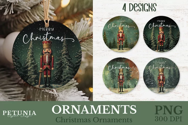 Nutcracker Christmas Ornament | Round Christmas Ornament PNG