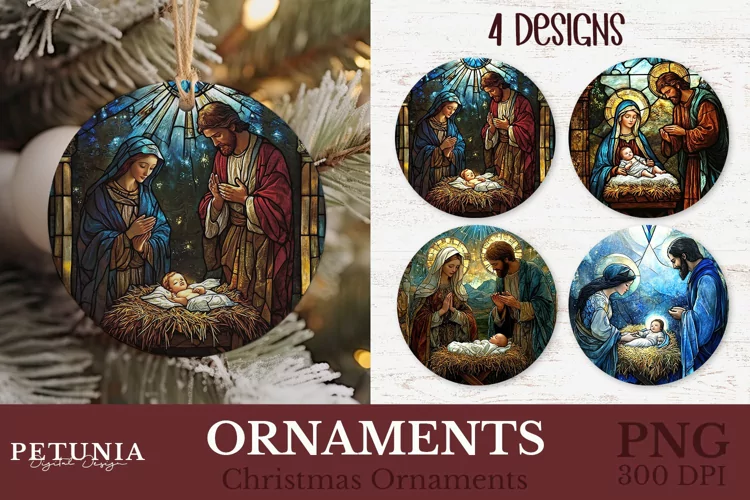 Nativity Ornament | Round Christmas Ornament PNG