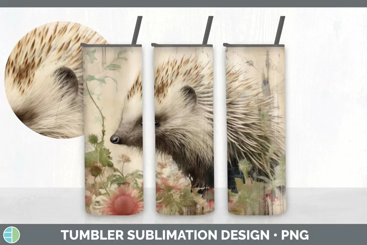 Vintage Porcupine Tumbler | Sublimation 20 oz Skinny Tumbler
