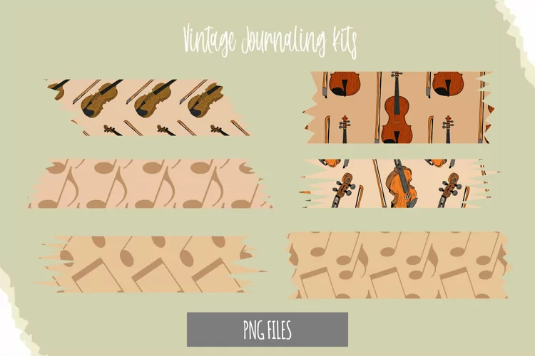 Violin with Vintage Color Seamless Pattern Tape