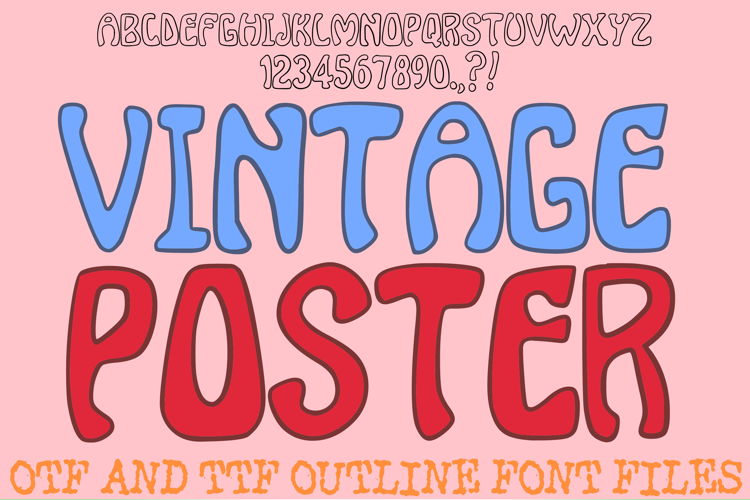 Vintage Poster Lettering Font Hand Drawn Retro Hippy ABC OTF