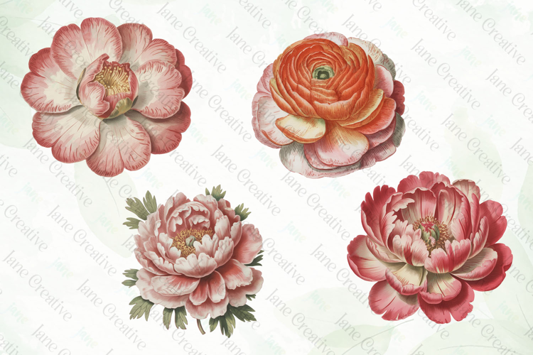Vintage Pressed Flowers Clipart