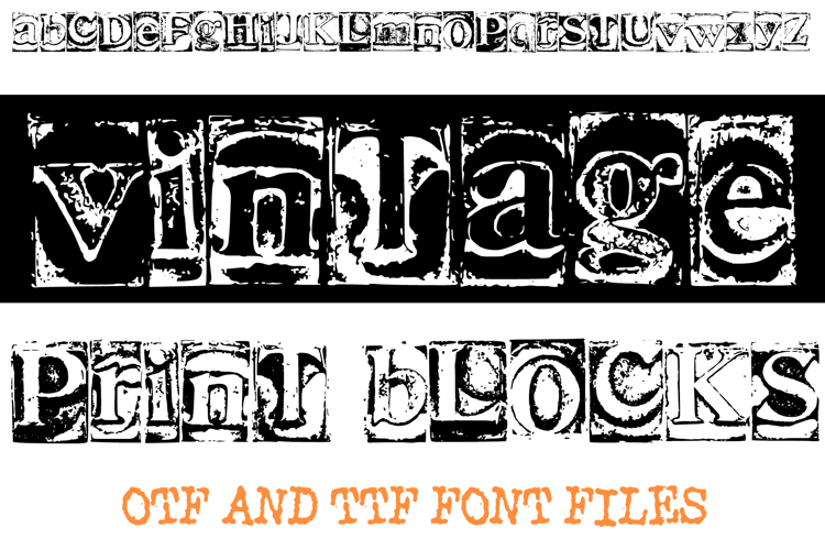 Vintage Print Blacks Lettering ABC Font Typography Text OTF