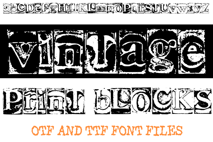 Vintage Print Blacks Lettering ABC Font Typography Text OTF