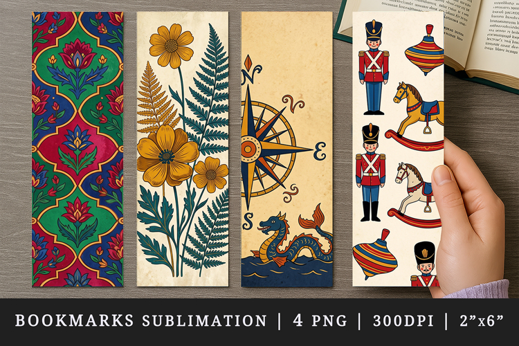 Vintage bookmarks printable sublimation bookmark design