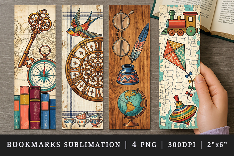 Vintage bookmarks printable sublimation bookmark design