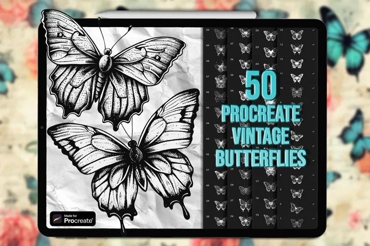 Vintage Procreate butterfly stamps | Procreate butterflies