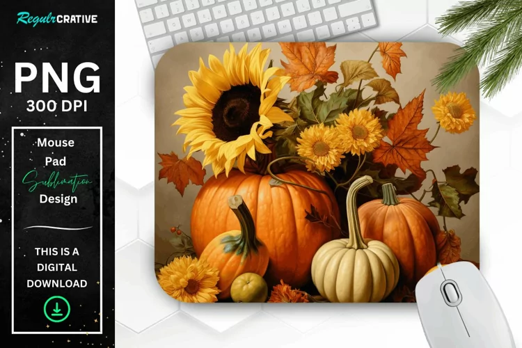 Vintage Pumpkins and Sunflowers Mouse Pad
