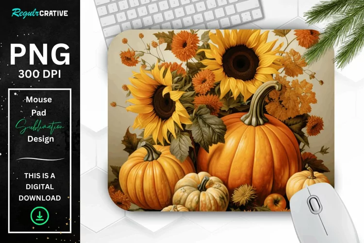 Vintage Pumpkins and Sunflowers Mouse Pad