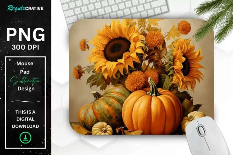 Vintage Pumpkins and Sunflowers Mouse Pad