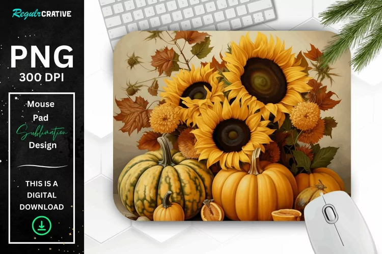 Vintage Pumpkins and Sunflowers Mouse Pad