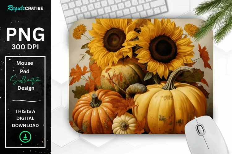 Vintage Pumpkins and Sunflowers Mouse Pad