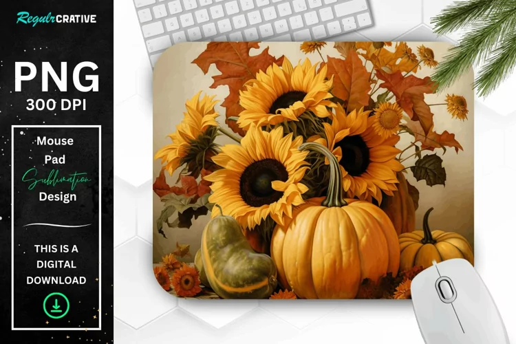 Vintage Pumpkins and Sunflowers Mouse Pad