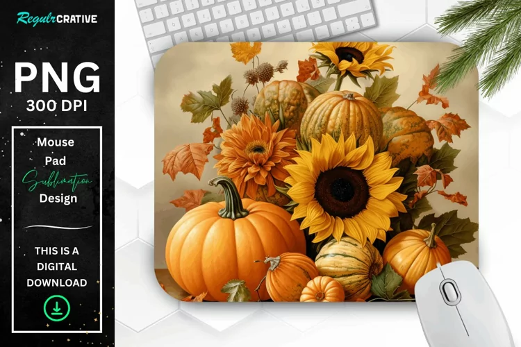 Vintage Pumpkins and Sunflowers Mouse Pad