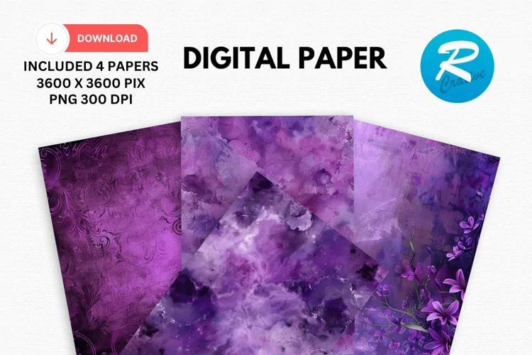Vintage Purple Digital Paper, Purple Background