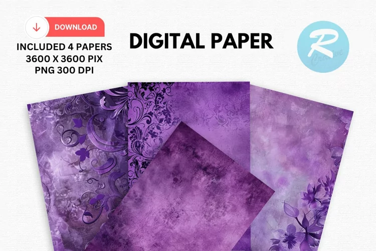 Vintage Purple Digital Paper, Purple Background