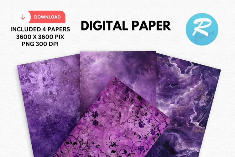 Vintage Purple Digital Paper, Purple Background