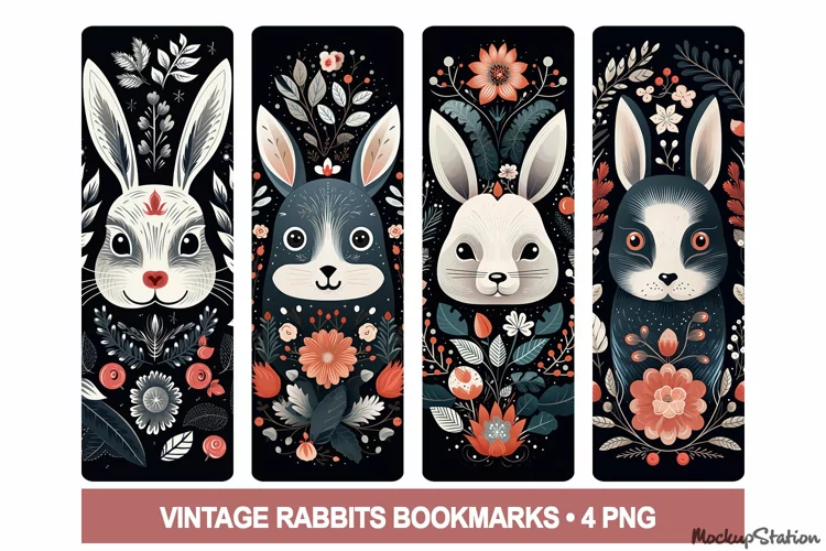 Bunny Bookmarks PNG Printable | Rabbit Christmas Design