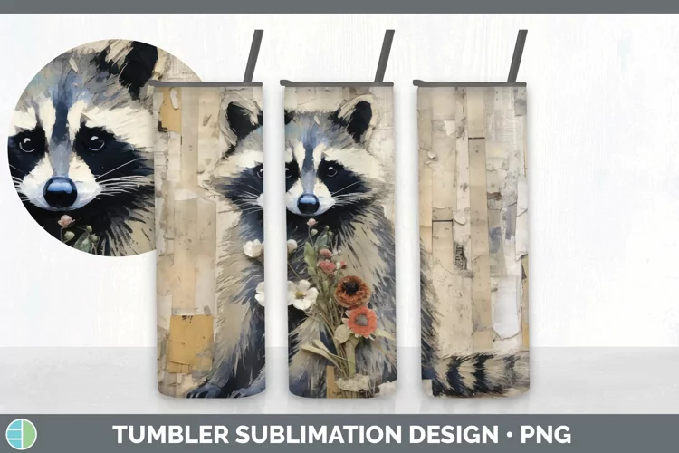 Vintage Raccoon Tumbler | Sublimation 20 oz Skinny Tumbler D