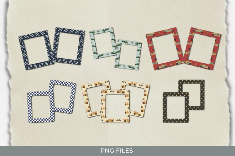 Vintage Racing Car Seamless Pattern Frames