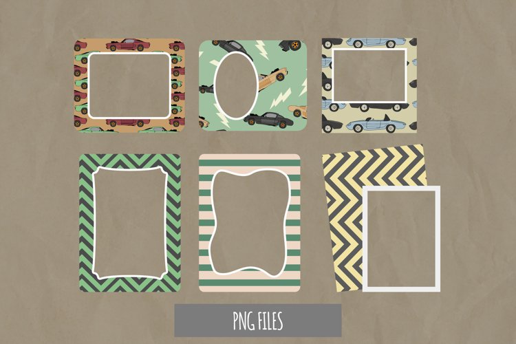 Vintage Racing Car Seamless Pattern Frame Set
