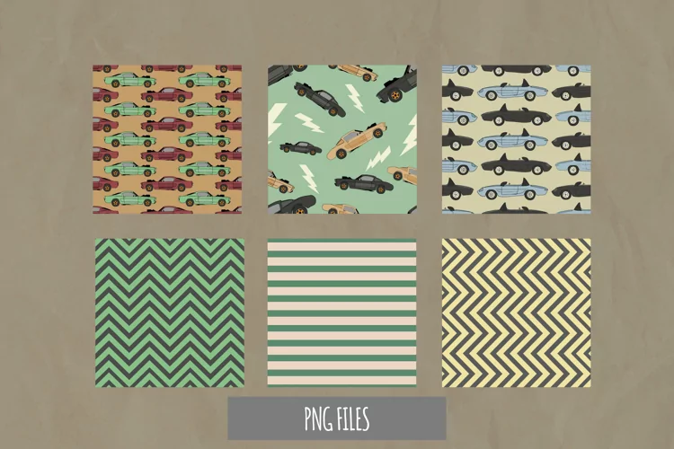 Vintage Racing Car Seamless Pattern Paper Pack