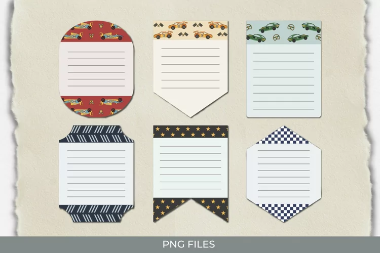 Vintage Racing Car Seamless Pattern Shaped Journaling Area
