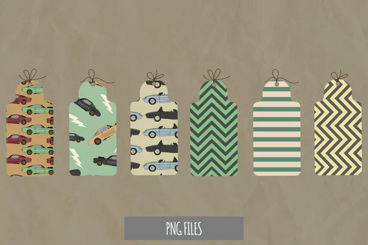 Vintage Racing Car Seamless Pattern Shaped Tag