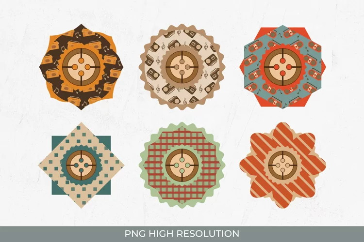 Vintage Radio Pattern Buttons