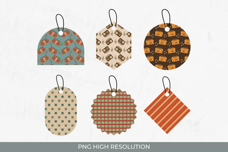 Vintage Radio Patterned Shaped Tags