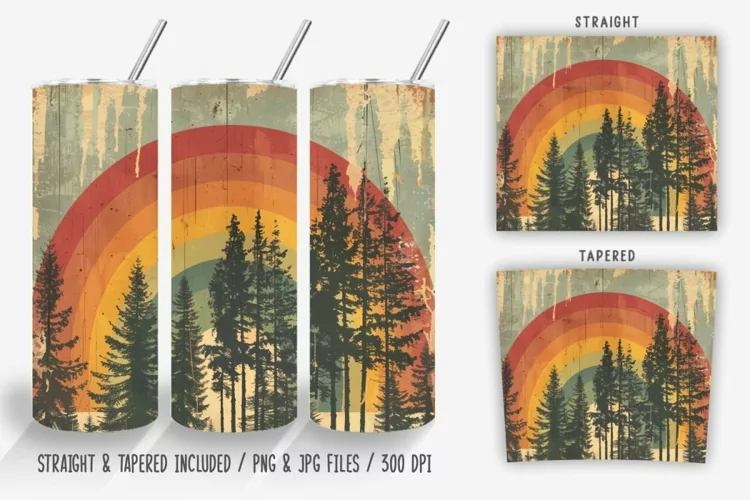 Vintage Rainbow Forest Tumbler Wrap