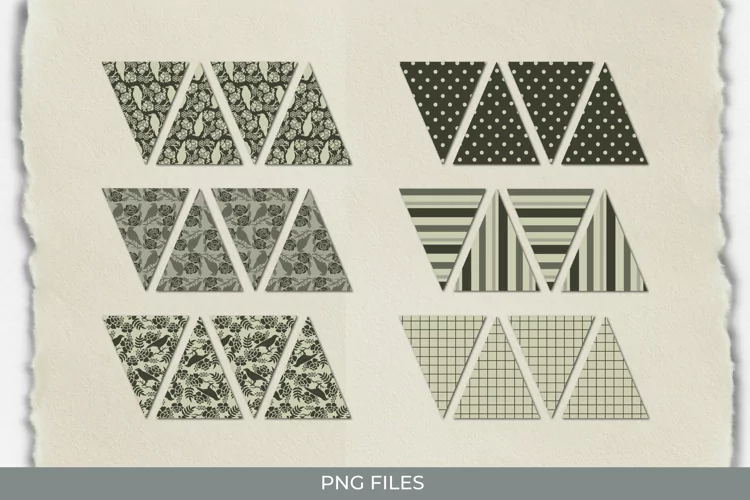 Vintage Raven and Floral Seamless Pattern Bunting Banner