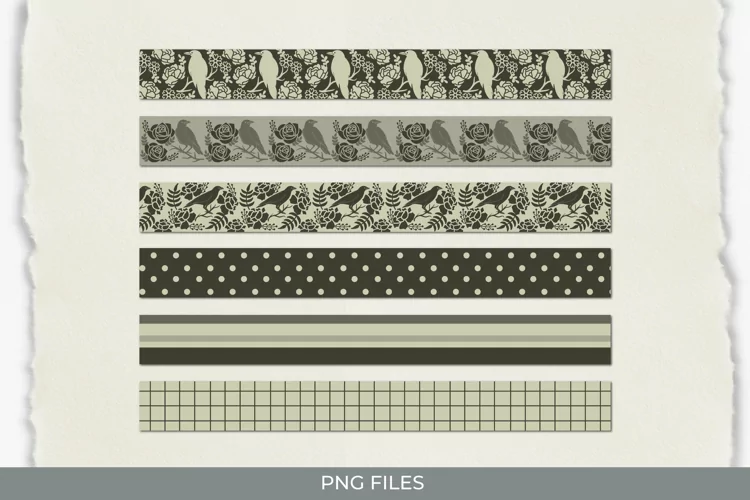 Vintage Raven and Floral Seamless Pattern Stripe