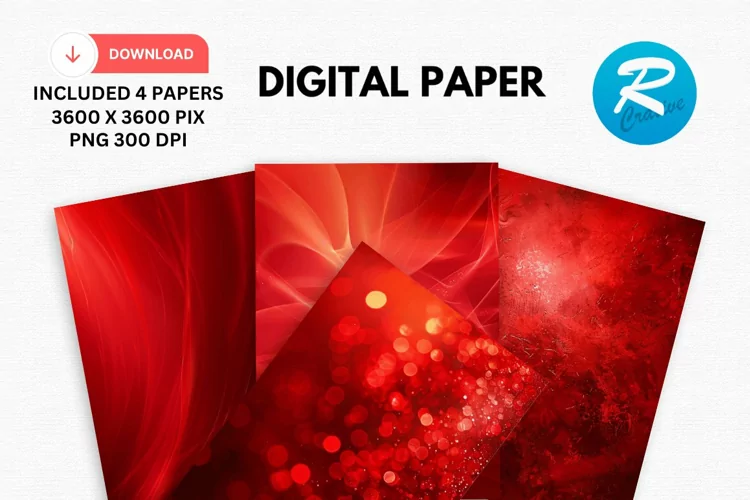 Vintage Red Digital Paper, Vintage Background