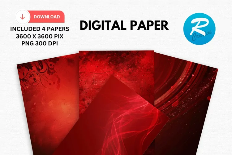 Vintage Red Digital Paper, Vintage Background
