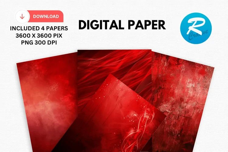 Vintage Red Digital Paper, Vintage Background