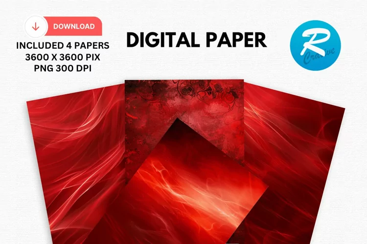 Vintage Red Digital Paper, Vintage Background