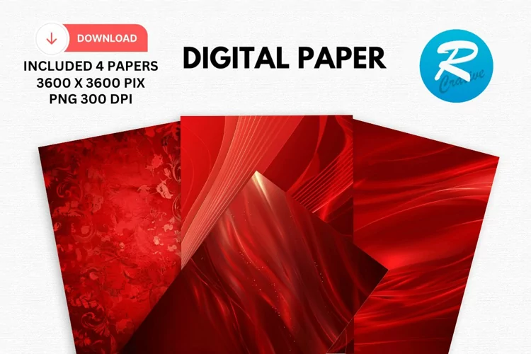 Vintage Red Digital Paper, Vintage Background